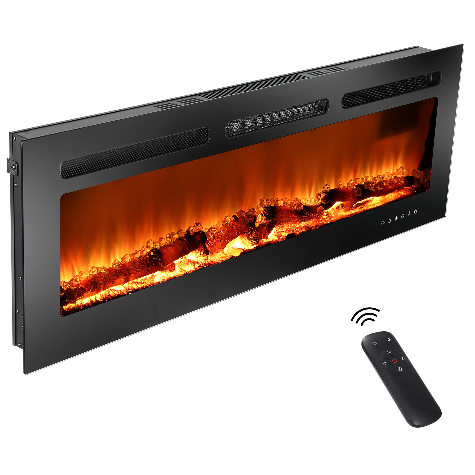 2000W Electric Fireplace Heater LED Flame With Remote Control 3D Fire Timer 220V