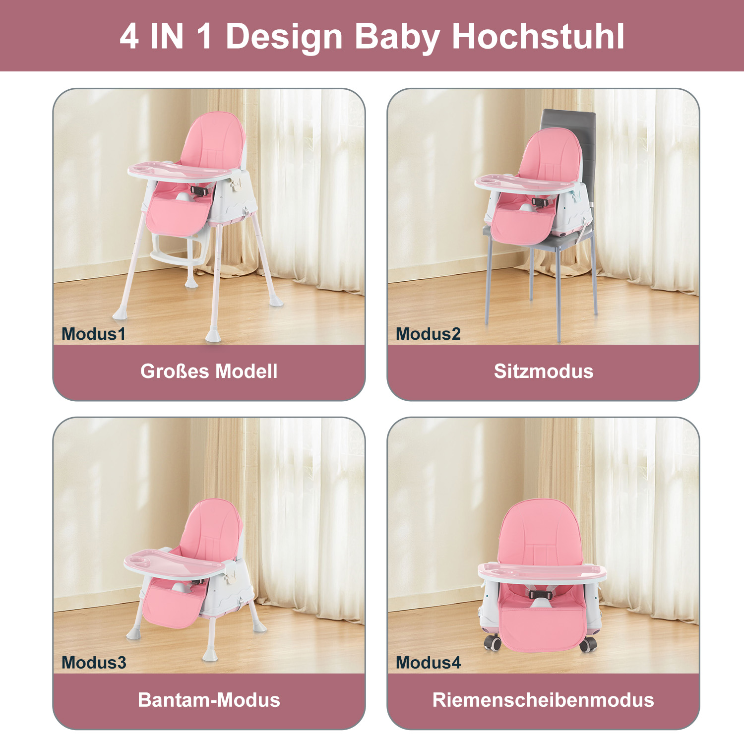 OYAJIA Hochstuhl Babystuhl Baby Sitzkissen Kinderhochstuhl Tablett Fußstütze DE