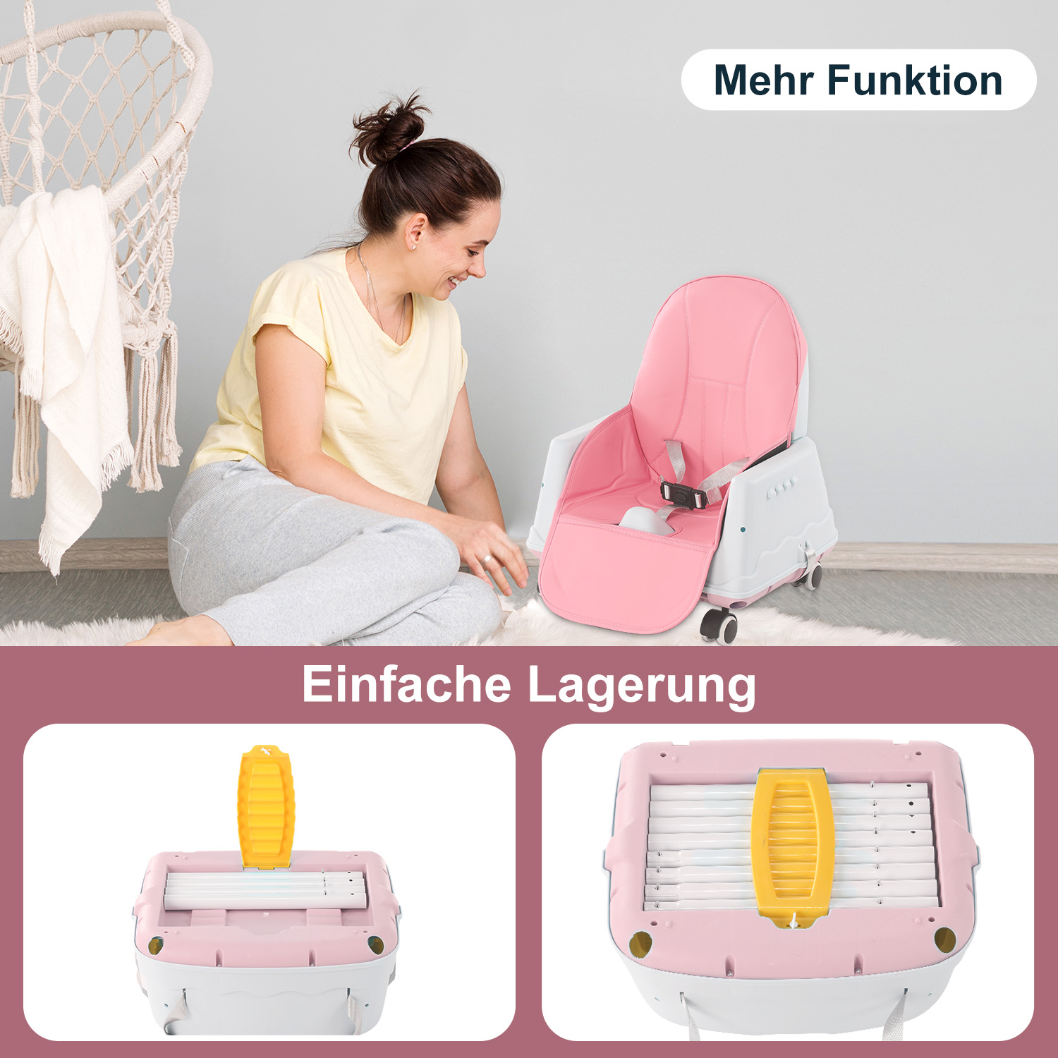 OYAJIA Hochstuhl Babystuhl Baby Sitzkissen Kinderhochstuhl Tablett Fußstütze DE