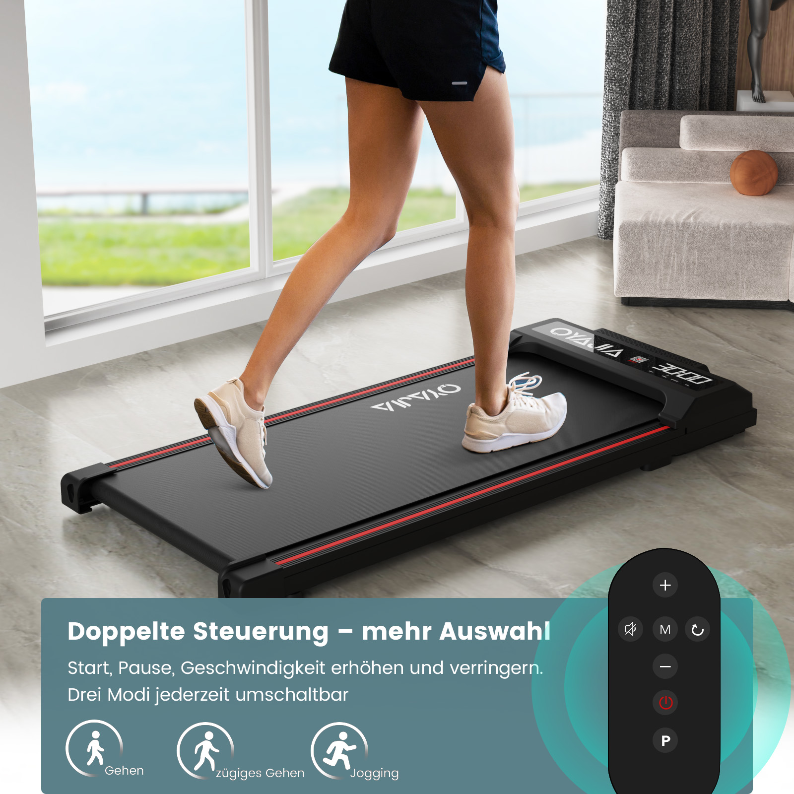 Walking/Jogging Pad für Zuhause 2,5 PS 1-6 km/h Leises Laufband Schreibtisch - Bild 5 von 11
